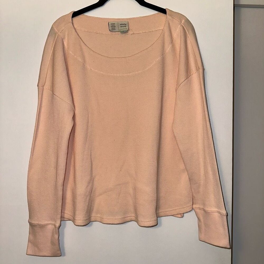 Anthropologie Saturday Sunday Women’s Peach Waffle Shirt Medium EUC